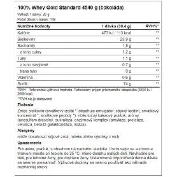 Optimum Nutrition 100 Whey Gold Standard 4540 g Optimum Nutrition